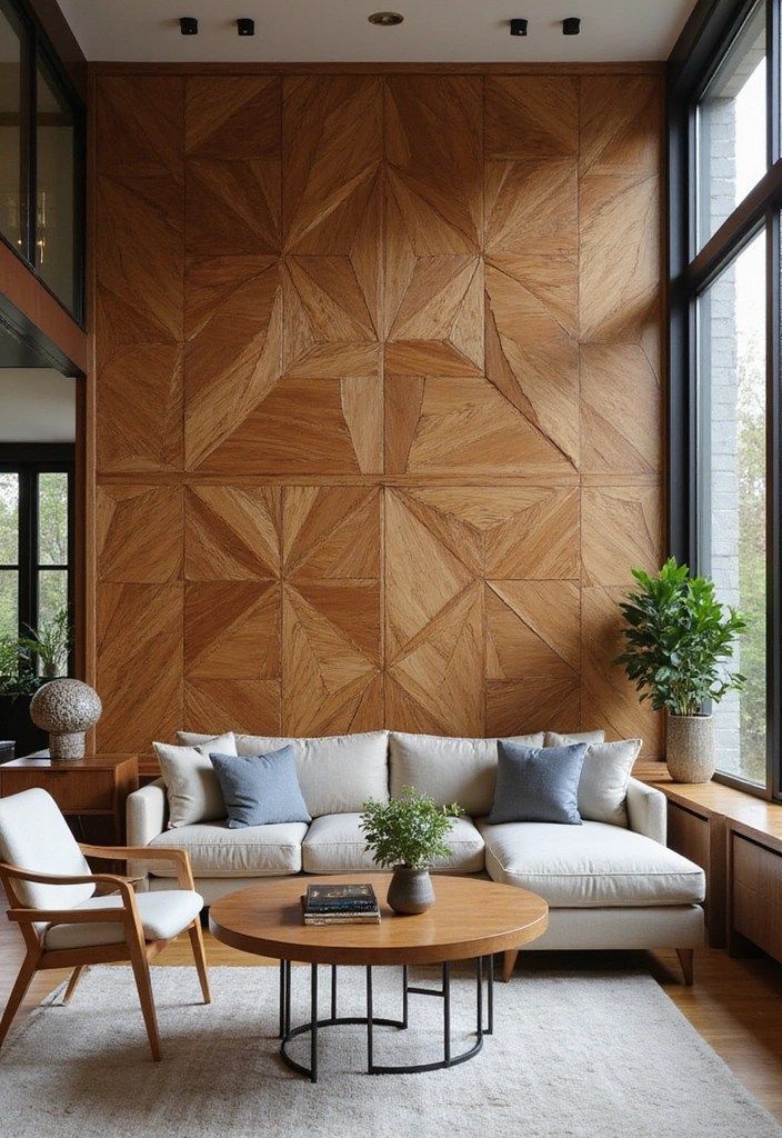 Wooden Panel Feature Wall